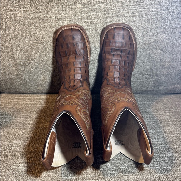 Old West Brown Crocodile Pattern Cowboy Boots BSC1830 kids Size 1.0D - Picture 4 of 10